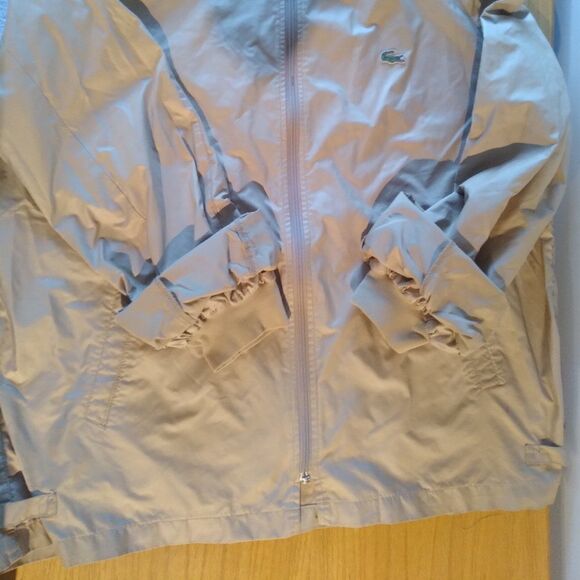 Vintage 80s Izod Lacoste Zipper Windbreaker Jacket Tan - Picture 2 of 7
